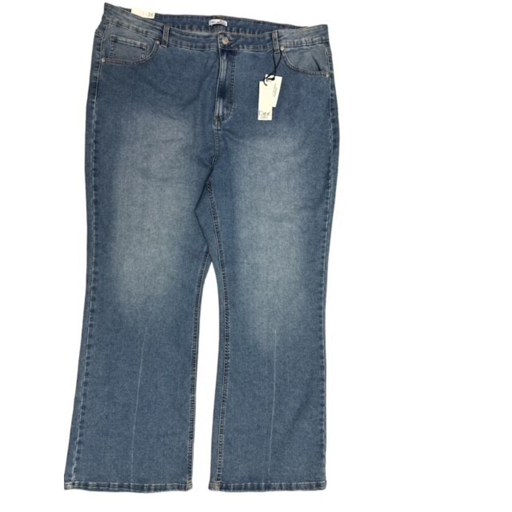 DEX Jeans size 24 Blue Stretch Denim High Rise Straight Wide Baggie 30" Inseam